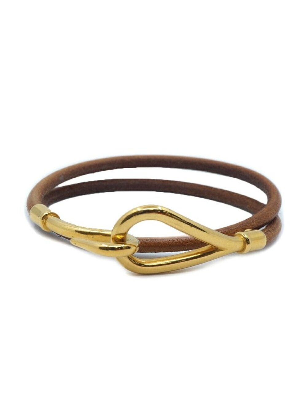Hermes Choker Bracelet Brown Leather Gold